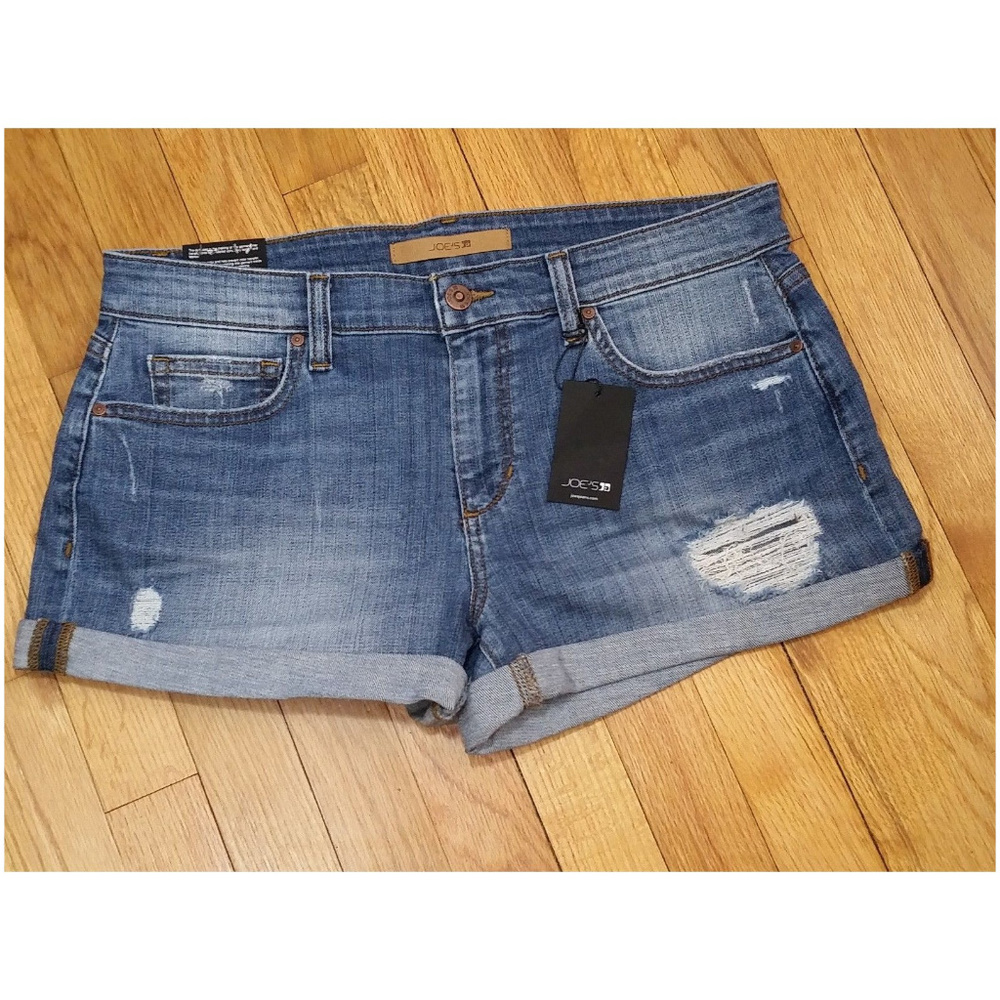 Joe's Rolled Up Short Shorts Mid Rise Medium Wash